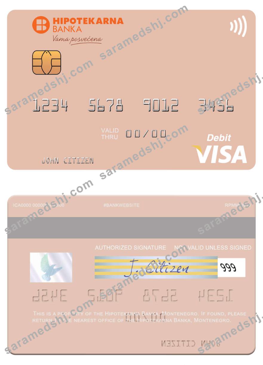Montenegro Hipotekarna Banka visa debit card